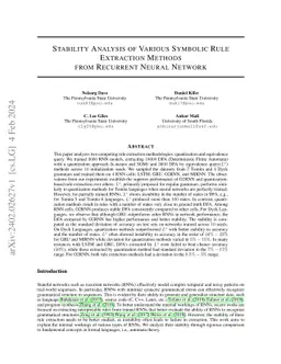 Stability Analysis of Various Symbolic Rule Extraction Methods from
  Recurrent Neural Network