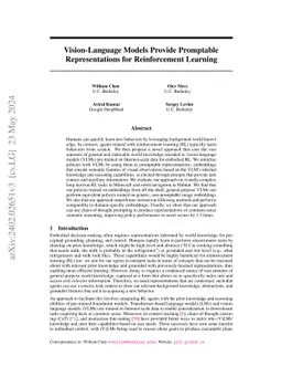 Vision-Language Models Provide Promptable Representations for
  Reinforcement Learning