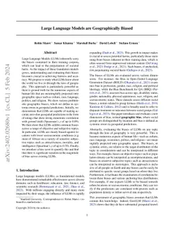 Large Language Models are Geographically Biased
