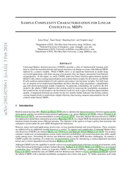 Sample Complexity Characterization for Linear Contextual MDPs