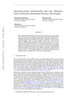Architectural Strategies for the optimization of Physics-Informed Neural
  Networks