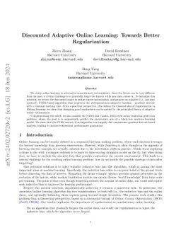 Discounted Adaptive Online Learning: Towards Better Regularization