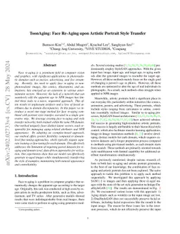 ToonAging: Face Re-Aging upon Artistic Portrait Style Transfer