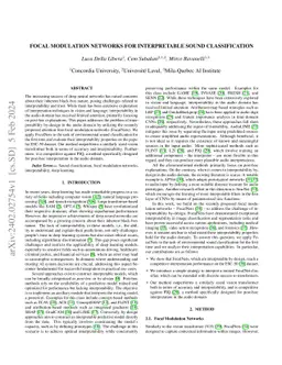 Focal Modulation Networks for Interpretable Sound Classification