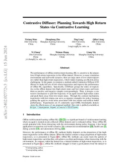 Contrastive Diffuser: Planning Towards High Return States via
  Contrastive Learning