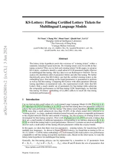 KS-Lottery: Finding Certified Lottery Tickets for Multilingual Language
  Models