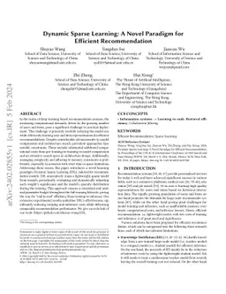 Dynamic Sparse Learning: A Novel Paradigm for Efficient Recommendation