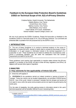 Feedback to the European Data Protection Board's Guidelines 2/2023 on
  Technical Scope of Art. 5(3) of ePrivacy Directive