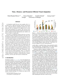 Time-, Memory- and Parameter-Efficient Visual Adaptation