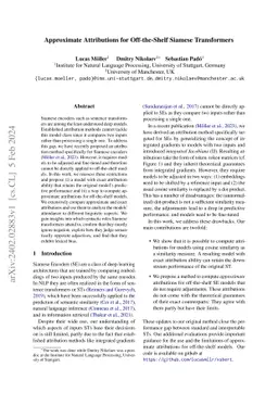 Approximate Attributions for Off-the-Shelf Siamese Transformers