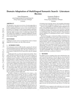 Domain Adaptation of Multilingual Semantic Search -- Literature Review