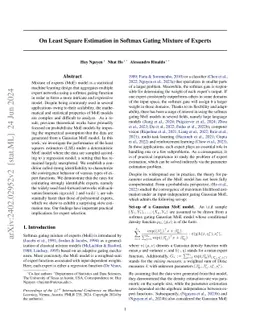 On Least Square Estimation in Softmax Gating Mixture of Experts