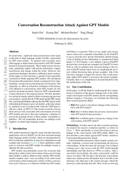 Conversation Reconstruction Attack Against GPT Models