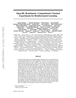 Open RL Benchmark: Comprehensive Tracked Experiments for Reinforcement
  Learning