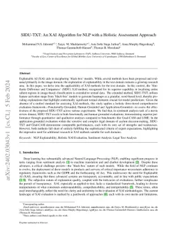 SIDU-TXT: An XAI Algorithm for NLP with a Holistic Assessment Approach