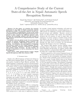 A Comprehensive Study of the Current State-of-the-Art in Nepali
  Automatic Speech Recognition Systems