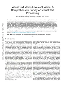 Visual Text Meets Low-level Vision: A Comprehensive Survey on Visual
  Text Processing