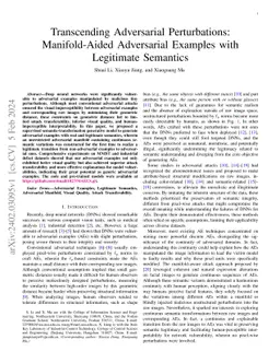 Transcending Adversarial Perturbations: Manifold-Aided Adversarial
  Examples with Legitimate Semantics