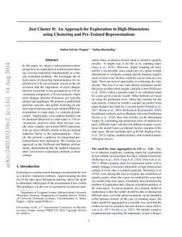 Just Cluster It: An Approach for Exploration in High-Dimensions using
  Clustering and Pre-Trained Representations