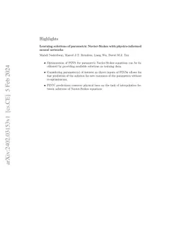 Learning solutions of parametric Navier-Stokes with physics-informed
  neural networks