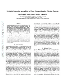Decidable Reasoning About Time in Finite-Domain Situation Calculus
  Theories