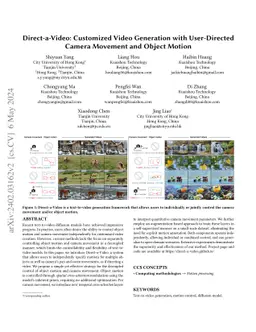 Direct-a-Video: Customized Video Generation with User-Directed Camera
  Movement and Object Motion