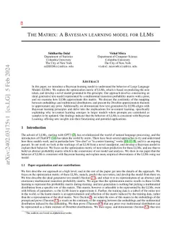 The Matrix: A Bayesian learning model for LLMs