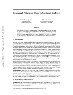 Homograph Attacks on Maghreb Sentiment Analyzers