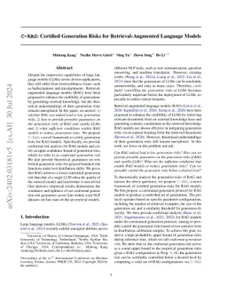 C-RAG: Certified Generation Risks for Retrieval-Augmented Language
  Models