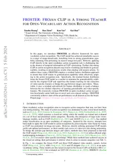 FROSTER: Frozen CLIP Is A Strong Teacher for Open-Vocabulary Action
  Recognition