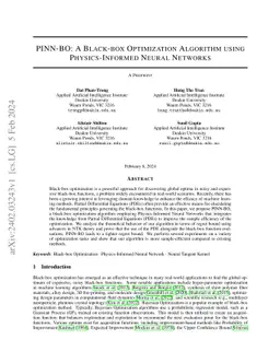 PINN-BO: A Black-box Optimization Algorithm using Physics-Informed
  Neural Networks