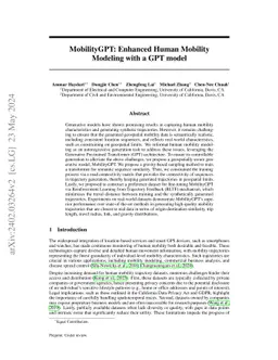 MobilityGPT: Enhanced Human Mobility Modeling with a GPT model