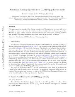 Simulation thinning algorithm for a CARMA(p,q)-Hawkes model