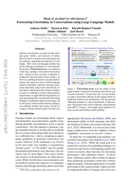 Deal, or no deal (or who knows)? Forecasting Uncertainty in
  Conversations using Large Language Models