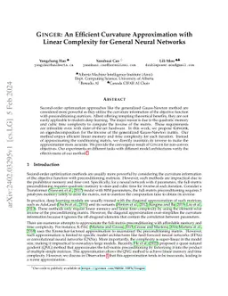 Ginger: An Efficient Curvature Approximation with Linear Complexity for
  General Neural Networks