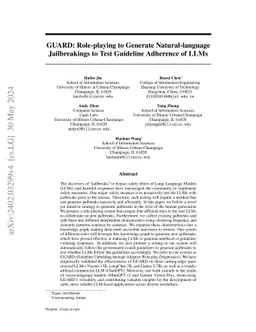 GUARD: Role-playing to Generate Natural-language Jailbreakings to Test Guideline Adherence of Large Language Models