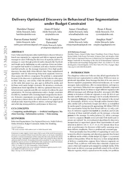 Delivery Optimized Discovery in Behavioral User Segmentation under
  Budget Constraint
