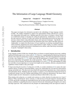 The Information of Large Language Model Geometry