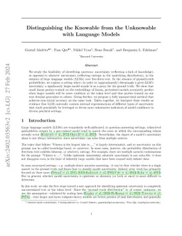 Distinguishing the Knowable from the Unknowable with Language Models