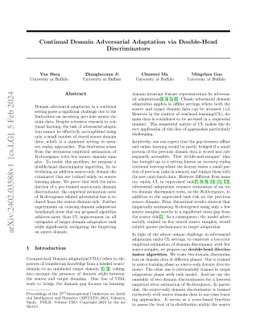 Continual Domain Adversarial Adaptation via Double-Head Discriminators