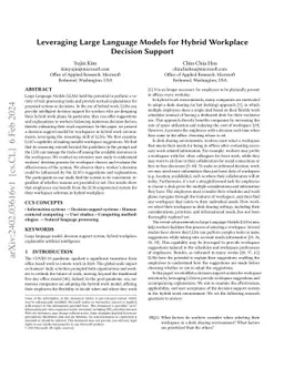 Leveraging Large Language Models for Hybrid Workplace Decision Support