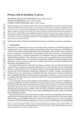 Privacy risk in GeoData: A survey