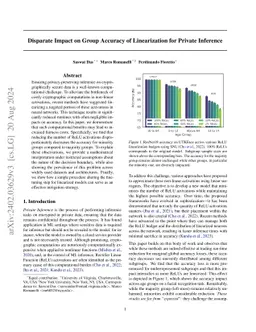 Disparate Impact on Group Accuracy of Linearization for Private
  Inference