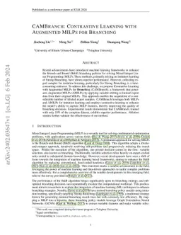 CAMBranch: Contrastive Learning with Augmented MILPs for Branching