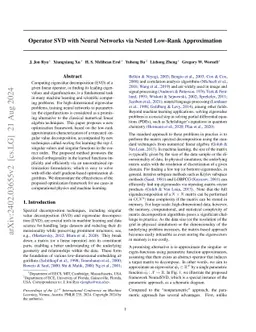 Operator SVD with Neural Networks via Nested Low-Rank Approximation