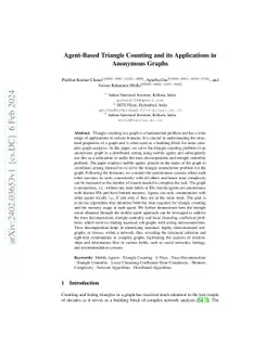 Agent-Based Triangle Counting and its Applications in Anonymous Graphs