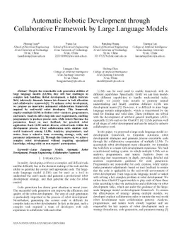Automatic Robotic Development through Collaborative Framework by Large
  Language Models
