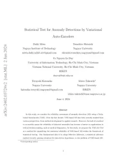 Statistical Test for Anomaly Detections by Variational Auto-Encoders