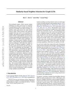 Similarity-based Neighbor Selection for Graph LLMs