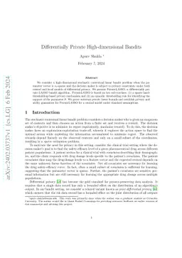 Differentially Private High Dimensional Bandits